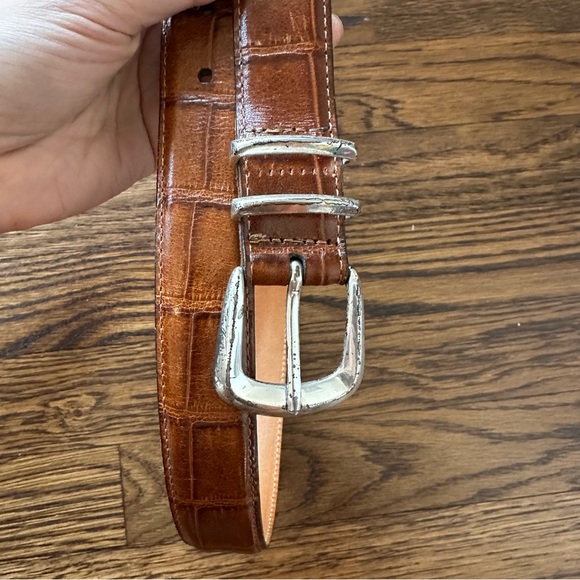 Martin Dingman Genuine Alligator Leather Belt Brown Size 40 Silver Buckle